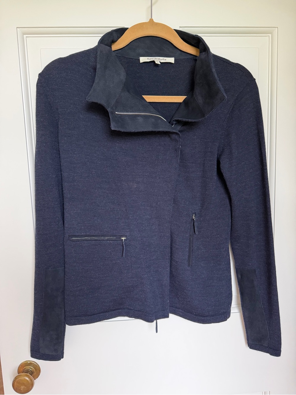 RANI ARABELLA Navy Zip-Front Women's cardigan jacket size small